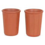 KSI Handmade Clay Mitti Drinking Glasses – Perfect for Water, Lassi, Tea & Milk – Handcrafted Earthen Tumbler Set of 2 (Brown)