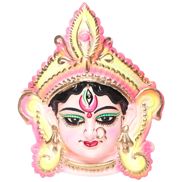 KSI Handmade Terracotta Clay Wall Hanging Nazar Battu Evil Eye Protector & God Figurines Sculptures for Home Entrance Office Temple and Shop (Durga Ji) W15.5x H19