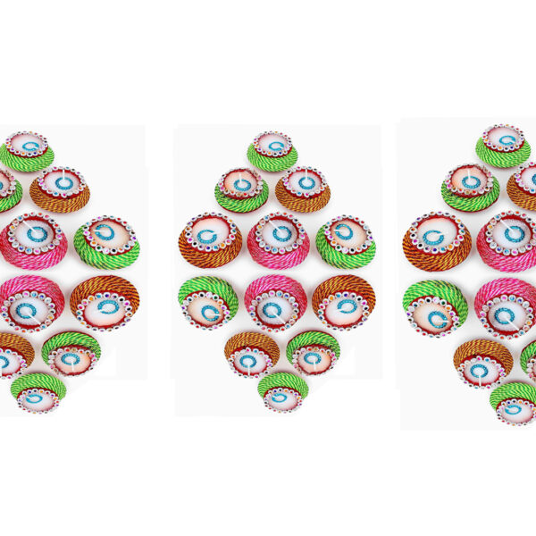 KSI Eco Friendly Wax Diyas for Diwali Pooja| Home Office Decor Handmade & Colorful Candle  (Multicolor, Pack of 36)