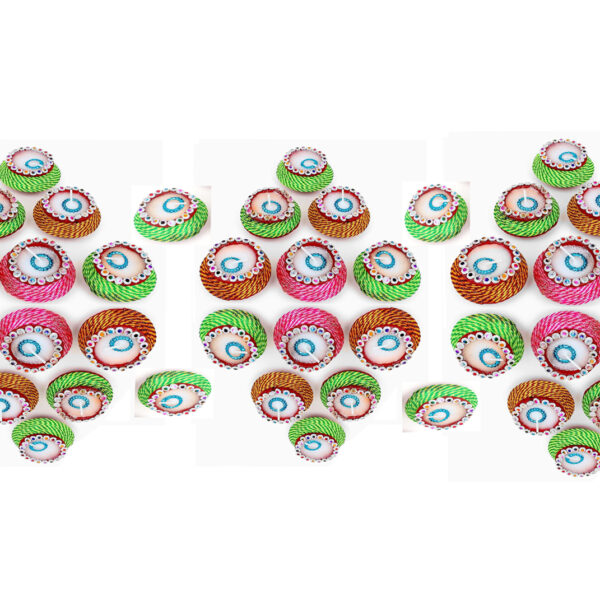 KSI 40 Pieces Eco Friendly Multicolor Wax Diyas for Diwali or Navratri (Durga) Puja | Home or Office Decoration by Handmade Mitti ke Designer & Colorful Diyas which represent our Indian Culture (No any Oil/Ghee required) Candle  (Multicolor, Pack of 40)