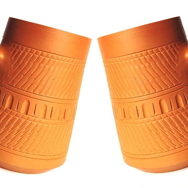 KSI Terracotta Clay Beer Mug Handmade Beer Mug for Home and Bar Self Cooling Clay Beer Mug 450 ML Pack of 2