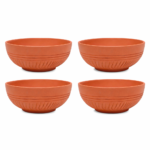 KSI Terracotta Bowl Set 4| Handmade Clay Bowls | Eco-Friendly, Non-Toxic & Biodegradable | Retains Heat & Enhances Taste | Ideal for Indian Dining & Serveware