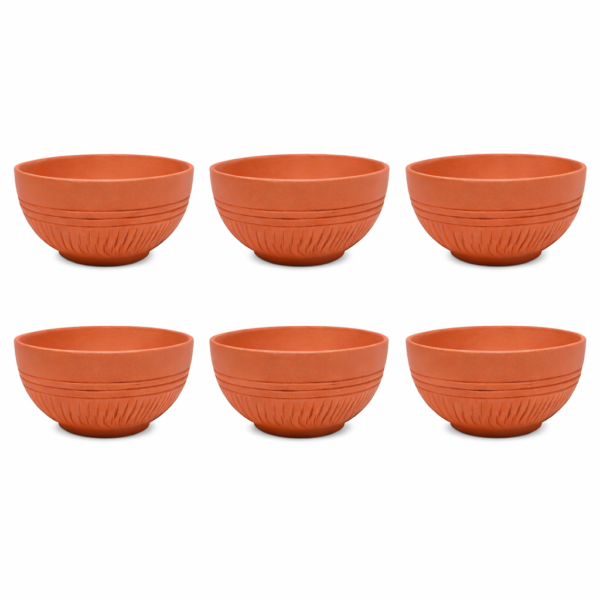 KSI Terracotta Bowl Set 6 |Handmade Clay Bowls | Eco-Friendly, Non-Toxic & Biodegradable | Retains Heat & Enhances Taste | Ideal for Indian Dining & Serveware
