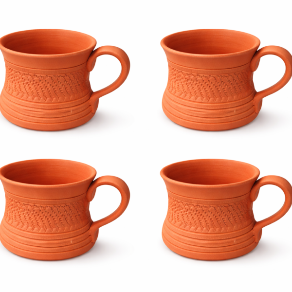 KSI Handmade Clay Kulhad Cups Set of 4 | Earthen Terracotta Tea & Coffee Cups | Eco-Friendly Mitti Cup Set