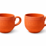 KSI Handmade Terracotta Tea Cup Set with Handle | Natural Clay Kulhad Cups | Eco-Friendly, Non-Toxic & Heat Retaining | Enhances Taste of Tea & Coffee (Set Of 2)