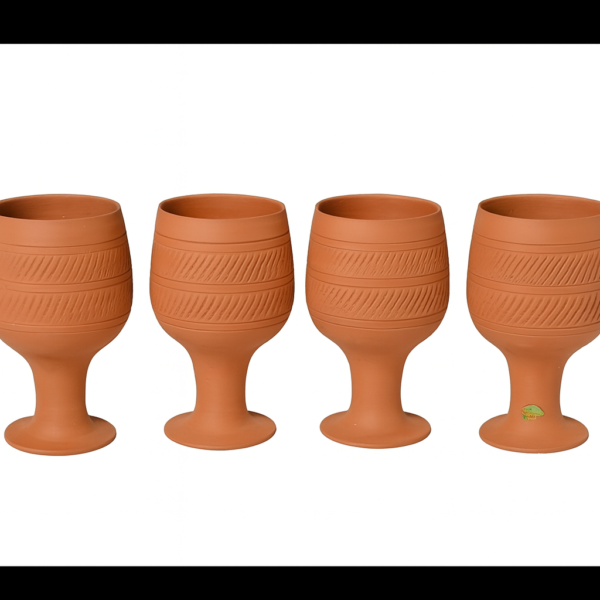 KSI  Pure Mitti Handmade Drinkware – Flavor-Enhancing Terracotta Mugs for Hot & Cold Drinks set of 4