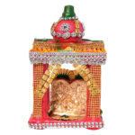 KSI Lakshmi Ganesh Diwali Temple Mandir for Diwali Puja with 4 Diya Made of Earthen Clay Lakshmi Ganesh Murti for Diwali Puja, 13 cm x 13 cm x 20 cm (LxWxH)