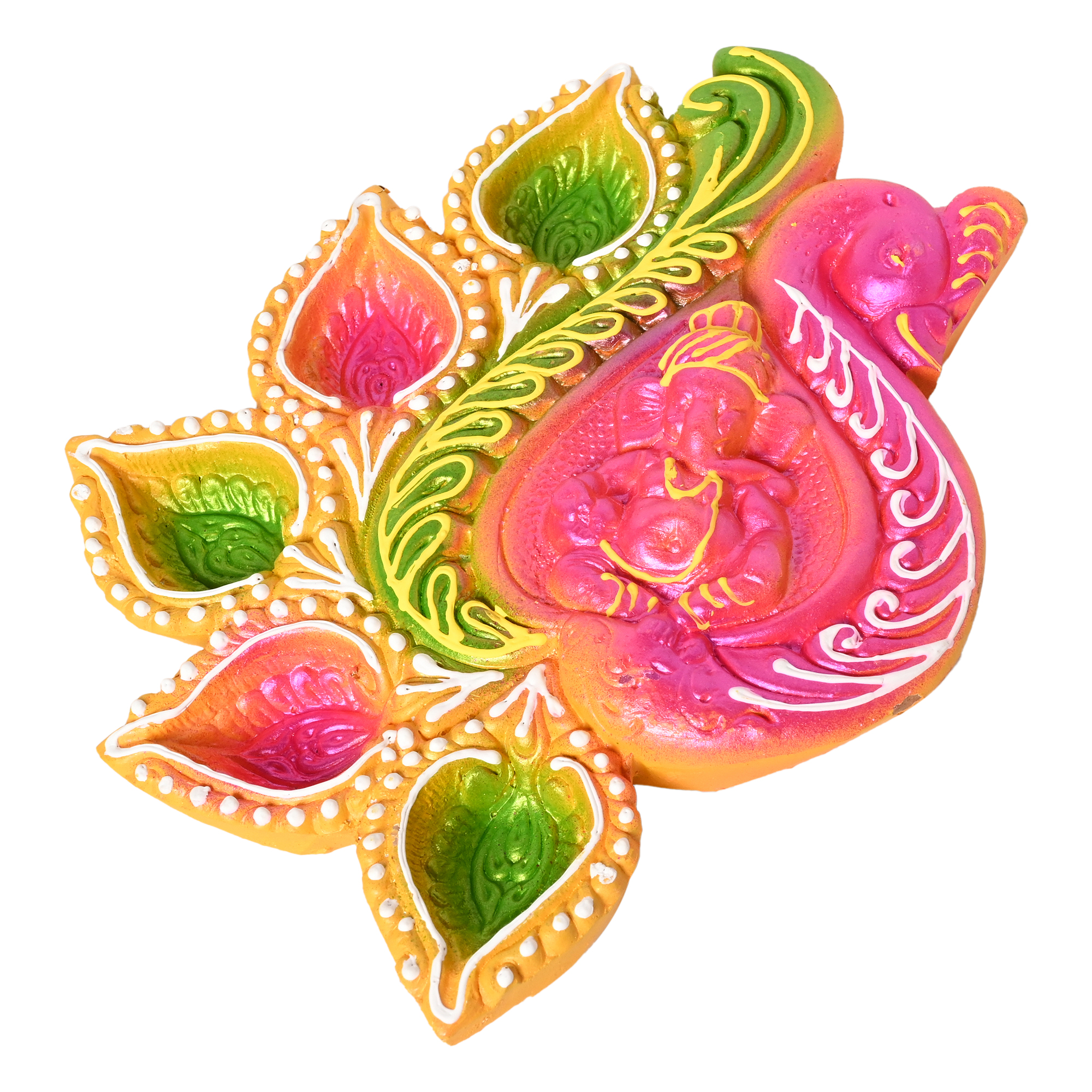 Panchmukhi-Diya-2.jpg KSI Handcrafted Terracotta Earthen Clay Akhand Diwali Diya | Diya for Dipawali Pooja | Puja Big Diya | Handmade Earthen Clay Big Size Diya for Laxmi Poojan 5 in 1 Diya - Image 1