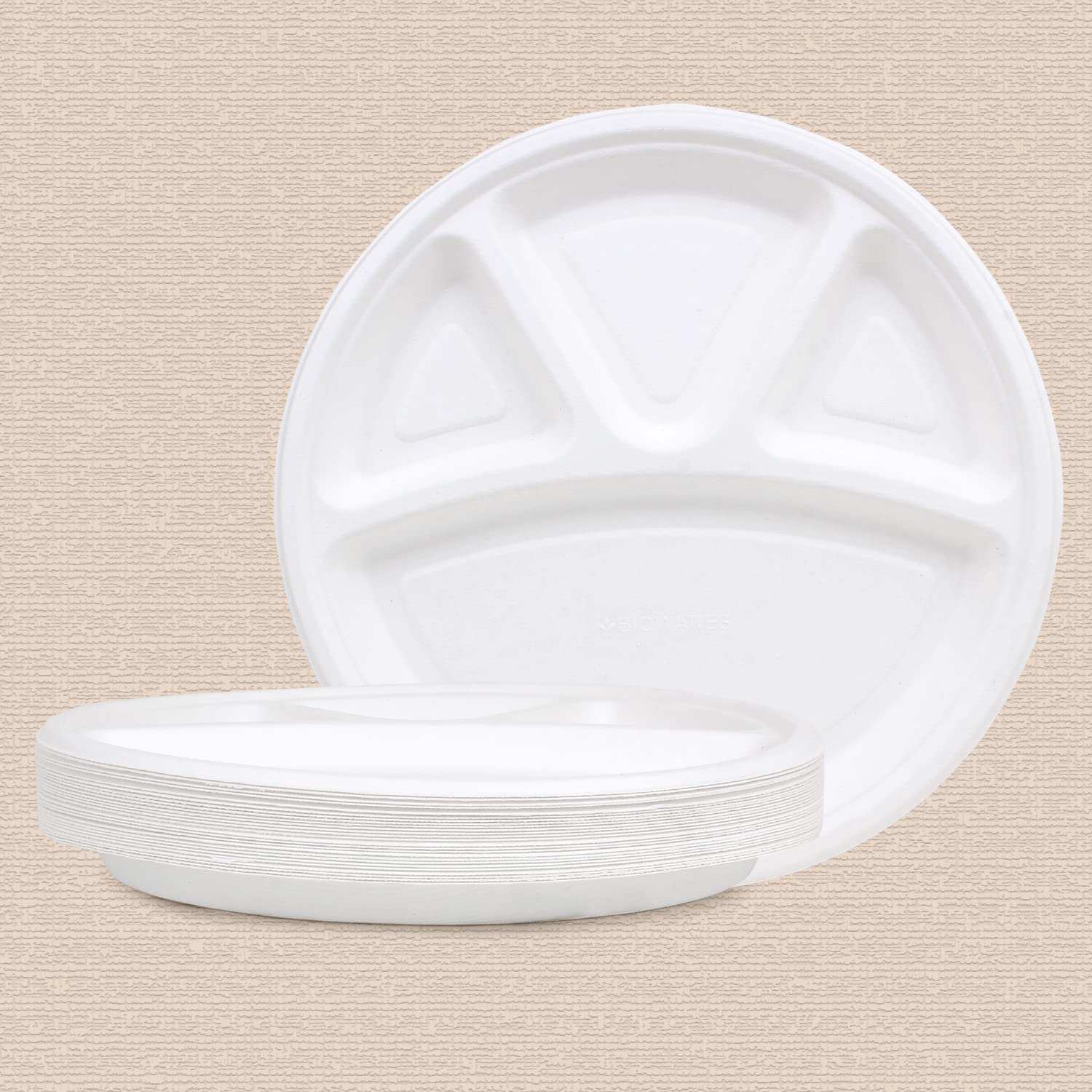 Sp1.jpg KSI 12 inch Compartment Disposal Plates Biodegradable Eco Friendly Plates for Eating and Serving Disposal Plates for Dinner Birthday Party - Image 1