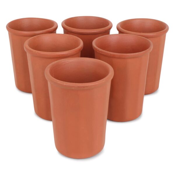 KSI Handcrafted Mitti Clay Water Glass Coffee Mug Handmade Earthen Clay Tea Glass Chai ke Cup (Tea Glass Set of 6)