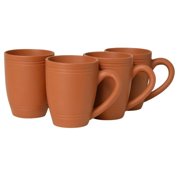 KSI Handcrafted Clay Coffee Mug – Premium Terracotta Cup for Authentic Flavor pack of 4
