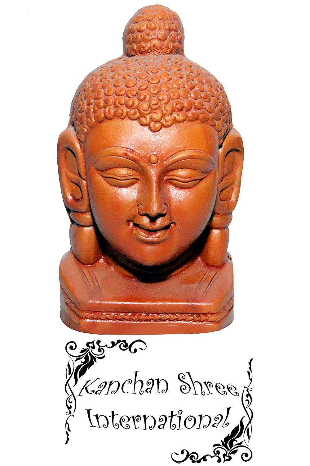 budh-mundi-brown-1.jpg KSI | Lord Buddha | Head Face Statue | Showpiece/Gift Idol/Decorative / 14 cm | Brings Health/Peace/Success/Happiness - Image 1
