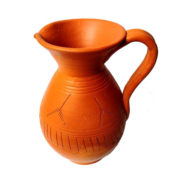 KSI Clay Water Jug Terracotta Clay Jug for Water Storage and Serving Handmade Earthenware Mitti ka Jug 1.7 litres