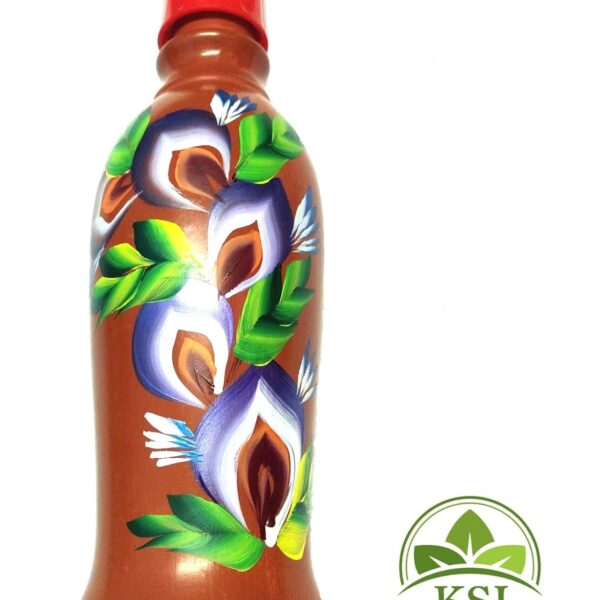 Organic Clay Water Bottle  1L Earthen Mud Pot for Drinking Water   Mitti Ki Bottle   Naturally Cools  And  Purifies   Eco Friendly  BPA  And  Chemical Free   Handmade Terracotta Water Bottle with Lid