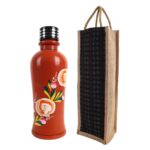 Organic Clay Water Bottle 1L Earthen Mud Pot For Drinking Water With Jute Bag Mitti Ki Bottle Naturally Cools And Purifies Ecofriendly, Bpafree, Chemicalfree Handmade Terracotta Bottle