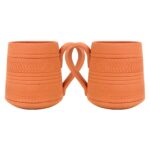 Handcrafted Clay Coffee Mugs Tea Cups Earthen Mug Set Of 2, 235Ml Each Organic Natural Clay, Nontoxic, Ecofriendly Handmade Chai Cups, Tea And Coffee Mugs For Hot Beverages
