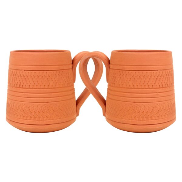 Handcrafted Clay Coffee Mugs Tea Cups Earthen Mug Set Of 2, 235Ml Each Organic Natural Clay, Nontoxic, Ecofriendly Handmade Chai Cups, Tea And Coffee Mugs For Hot Beverages