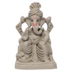 Ecofriendly Ganesha Idol Ganpati Murti For Home Visarjan Water Soluble Ganesh Idol 7.5 Inches Pagdi Ganesh Without Paint Handcrafted Natural Clay Biodegradable Ganesha Statue