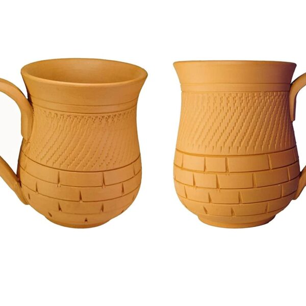Handcrafted Clay Cup Coffee Mug Natural Handmade Clay Coffeetea Cup Mitti Ke Cups Set Of 2, 225 Ml Each
