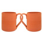 Handcrafted Mitti Clay Coffee Mugs With Handle Handmade Natural Clay Kulhad For Coffee, Milk,Hot Chocolate Ecofriendly, Nontoxic Earthen Cups Microwave Safe Pack Of 2 Brown, 375 Ml Each