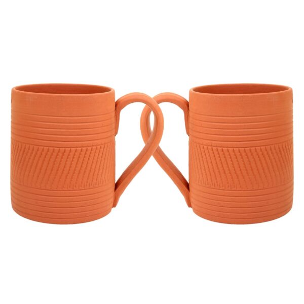 Handcrafted Mitti Clay Coffee Mugs With Handle Handmade Natural Clay Kulhad For Coffee, Milk,Hot Chocolate Ecofriendly, Nontoxic Earthen Cups Microwave Safe Pack Of 2 Brown, 375 Ml Each