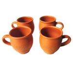 Clay Coffee Mug Mitti Ke Cups Handmade Earthen Cup Set For Serving Coffee Milk Pack Of 4, 225 Ml Each