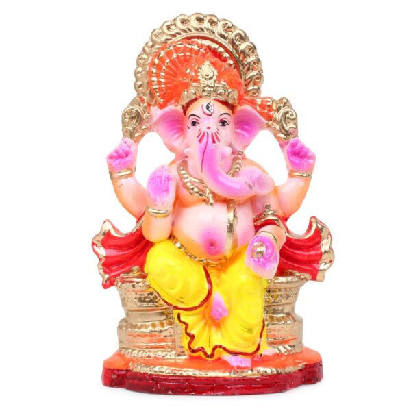 Clay Eco Friendly Ganesha Idol, Ganpati Murti For Home Visarjan, Water Soluble Ganpati Idol 7.5 Inches, Pagdi Ganesh Full Paint, Fantasy, Multicolour
