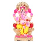 Eco Friendly Ganesha Idol, Ganpati Murti For Home Visarjan, Water Soluble Ganpati Idol 7.5 Inches, Mukut Ganesh Full Paint
