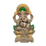 Eco Friendly Ganesha Idol, Ganpati Murti For Home Visarjan, Water Soluble Ganpati Idol 7.5 Inches, Mukut Ganesh Half Paint