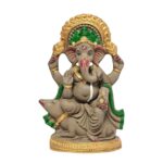 Eco Friendly Ganesha Idol, Ganpati Murti For Home Visarjan, Water Soluble Ganpati Idol 7.5 Inches, Mushak Ganesh Half Paint