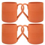 Handcrafted Mitti Clay Coffee Mug Set Of 4, 225Ml Earthen Clay Cups For Tea, Coffee, Milk, Hot Beverages Organic, Nontoxic, Ecofriendly Handmade Mugs