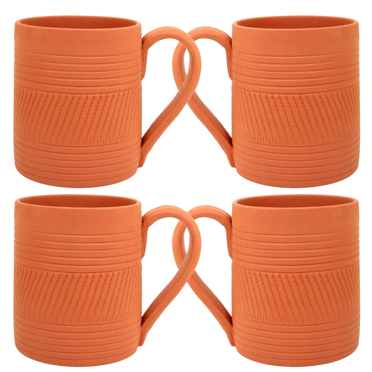 B09MB2Q2TG_ZD1VDN7DTC_2025-12-02_1.jpg Handcrafted Mitti Clay Coffee Mug Set Of 4, 225Ml Earthen Clay Cups For Tea, Coffee, Milk, Hot Beverages Organic, Nontoxic, Ecofriendly Handmade Mugs - Image 1
