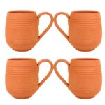 Handcrafted Mitti Clay Cup Mug, Natural Handmade Earthen Kulhad Kullar Tea Cups For Serving Coffee Milk, 225 Ml, Pack Of 4, Ecofriendly, Organic Clay