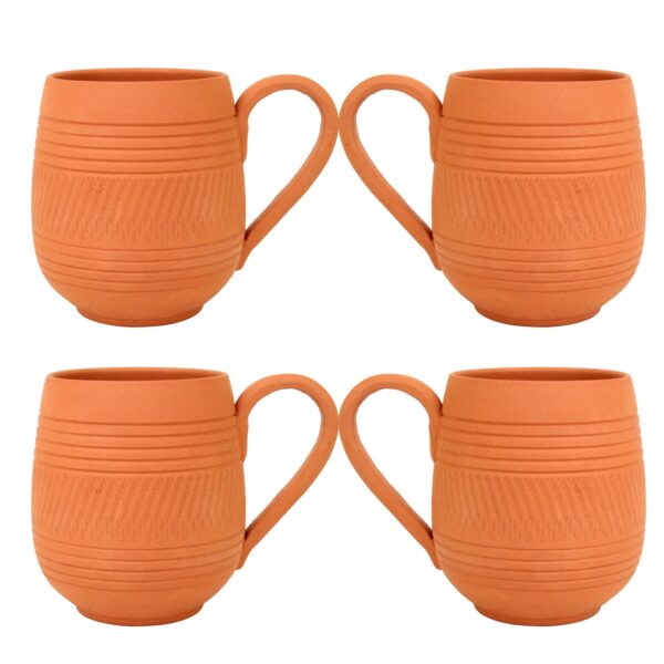 Handcrafted Mitti Clay Cup Mug, Natural Handmade Earthen Kulhad Kullar Tea Cups For Serving Coffee Milk, 225 Ml, Pack Of 4, Ecofriendly, Organic Clay