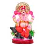 Eco Friendly Ganesha Idol, Ganpati Murti For Home Visarjan, Water Soluble Ganpati Idol 7.5 Inches, Mushak Ganesh Full Paint