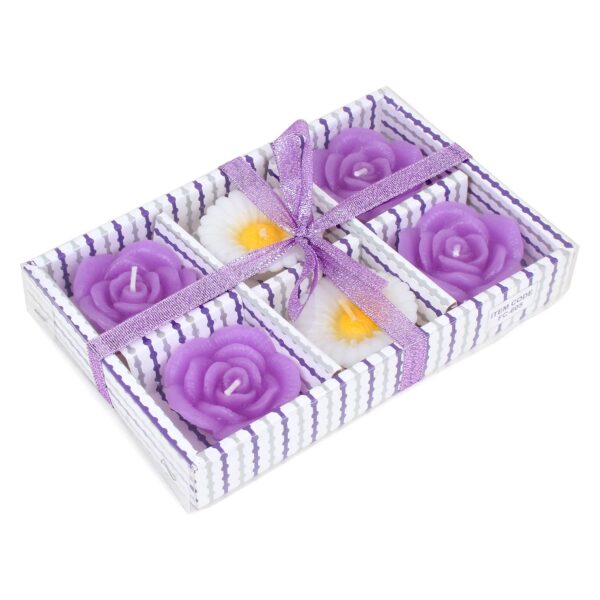 Lotus Flower Shape Water Sensor Floating Glitter Wax Candles Home Decoration Diya Pack Of 6 Purple