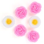 Lotus Flower Shape Water Sensor Floating Glitter Wax Candles Home Decoration Diya Pack Of 6 Pink