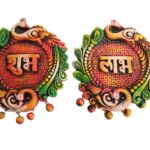 Product Summary: Shubh Labh Wall Hanging Showpiece Terracotta Handmade Door Hanging Wall Hanging Sculptures For Home Decor Artifacts For Door Office And Temple, 16 Cm X 15 Cm L X W
