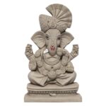 Eco Friendly Ganesha Idol, Ganpati Murti For Home Visarjan, Water Soluble Ganpati Idol 8 Inches, Pagdi Ganesh Without Paint
