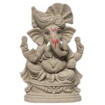 Eco Friendly Ganesha Idol, Ganpati Murti For Home Visarjan, Water Soluble Ganpati Idol 8.6 Inches, Maratha Pagdi Wale Ganesh