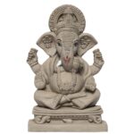 Clay Eco Friendly Ganesha Idol, Ganpati Murti For Home Visarjan, Water Soluble Ganpati Idol 9 Inches, Ekdant Dagdusheth Ganesh Mukut, Beige