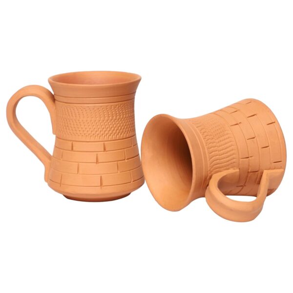 Handcrafted Clay Coffee Mug Coffee Cups Handmade Earthen Clay Designer Mugs For Coffee And Tea, Pack Of 2, 185 Ml Each