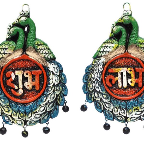 Shubh Labh Wall Hanging Showpiece Terracotta Handmade Door Hanging Wall Hanging Sculptures For Homedecor Artifacts For Door Office And Temple,