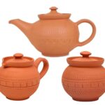 Handmade Terracotta Clay 1 Milk Pot 1 Sugar Pot And 1 Tea Coffee Serving Kettle Mitti Ke Bartan