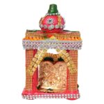 Lakshmi Ganesh Temple For Diwali Puja With 4 Diyas On Top, Made Of Earthen Clay Lakshmi Ganesh Murti For Diwali Puja, 13 Cm X 13 Cm X 20 Cm Lxwxh