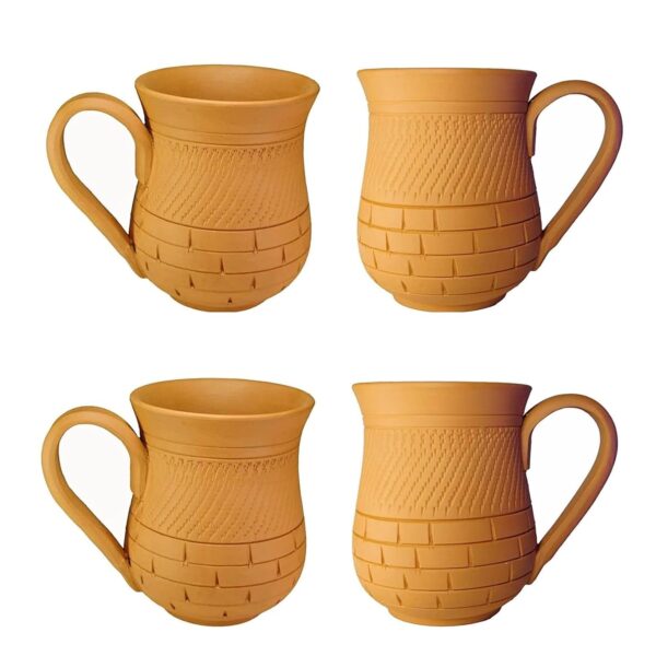 Handcrafted Mitti Clay Cup, Mug, Natural Handmade Earthen Clay Kulhad, Kullar, Chai Ke Cup Pack Of 4, 225 Ml