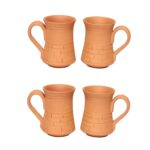 Handcrafted Mitti Clay Cup, Mug Set Of 4, 210Ml Natural Handmade Earthen Clay Kulhad, Kullar For Tea, Coffee, Milk, Hot Beverages Ecofriendly, Nontoxic, Traditional Indian Design