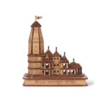 Ram Mandir Ayodhya Model 3D Replica Handcrafted Wooden Traditional Temple Small For Car Dashboard