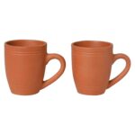 Handcrafted Clay Cup With Handles Natural Handmade Earthen Clay Kulhad Kullar Mug Mitti Ke Glass Tea Cups For Serving Coffee Milk Set Of 2, 375 Ml each