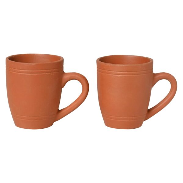 Handcrafted Clay Cup With Handles Natural Handmade Earthen Clay Kulhad Kullar Mug Mitti Ke Glass Tea Cups For Serving Coffee Milk Set Of 2, 375 Ml each